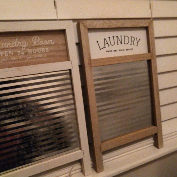 Laundry "washboard" signs - wash dry fold repeat - Laundry Open 24 hrs - set NEW - Picture 9 of 13